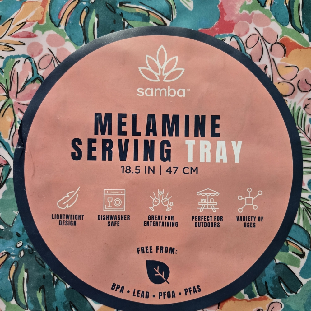 NWT Samba Melamine Serving Tray Wild Tropics 18.5". Original Price 29.00 - Picture 5 of 5